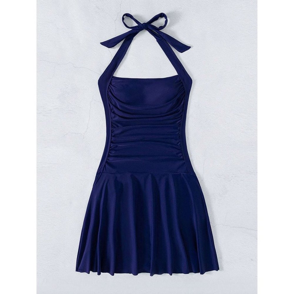 Ruffle Halter One Piece Swimsuit BathingSuit - Picture 5 of 9